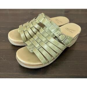 Dansko Marion Sandals Women's 36 US 5.5 - 6 Light Olive Green Leather Slip On